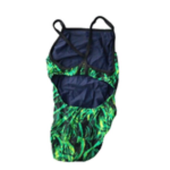 Waterpro Women’s Green and Black One-Piece Swimsuit Size 34 – Pre-Owned Swimwear - Picture 2 of 2